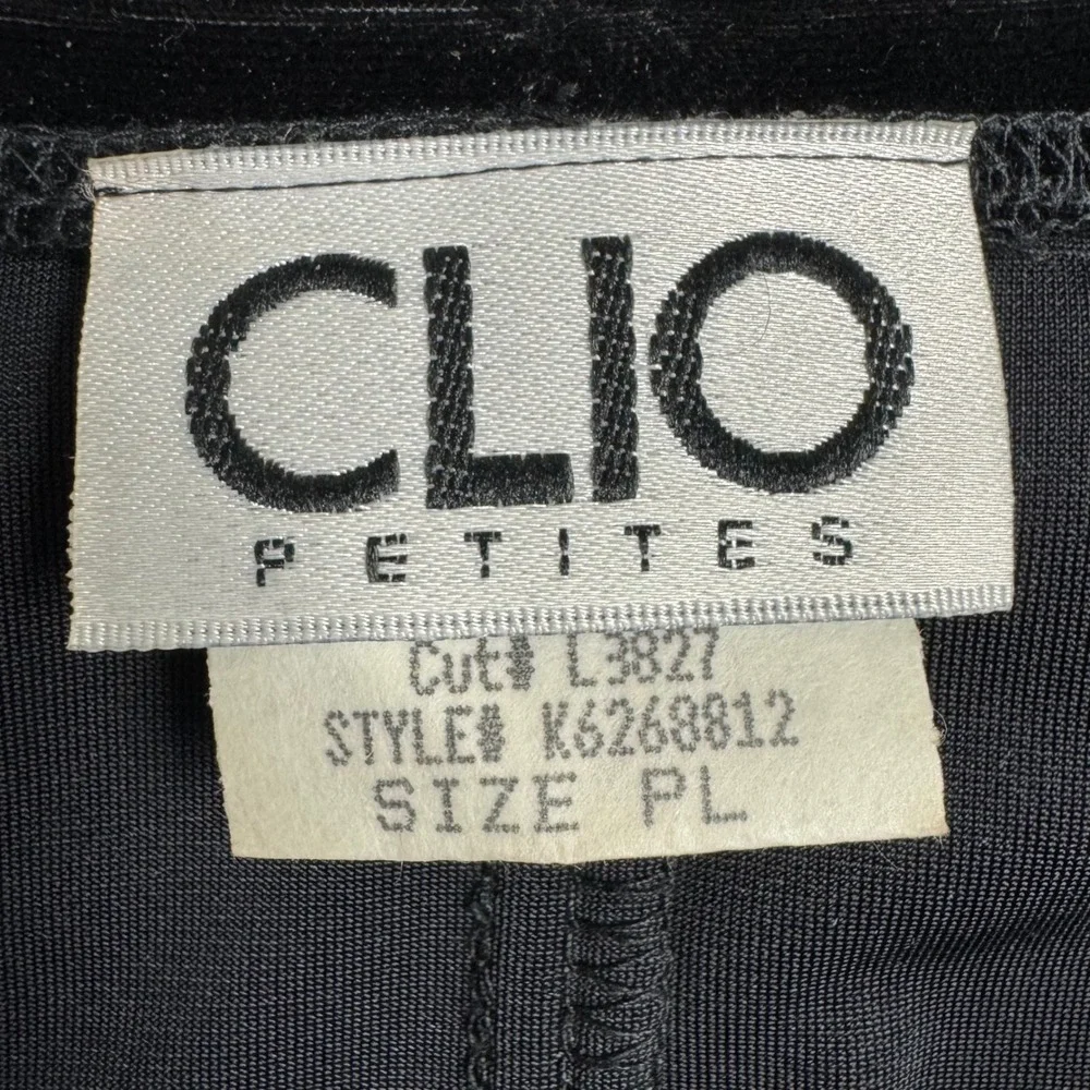 Clio Petites Vintage Black Velvet‎ Midi Skirt Elastic Waist Size PL Whimsigoth